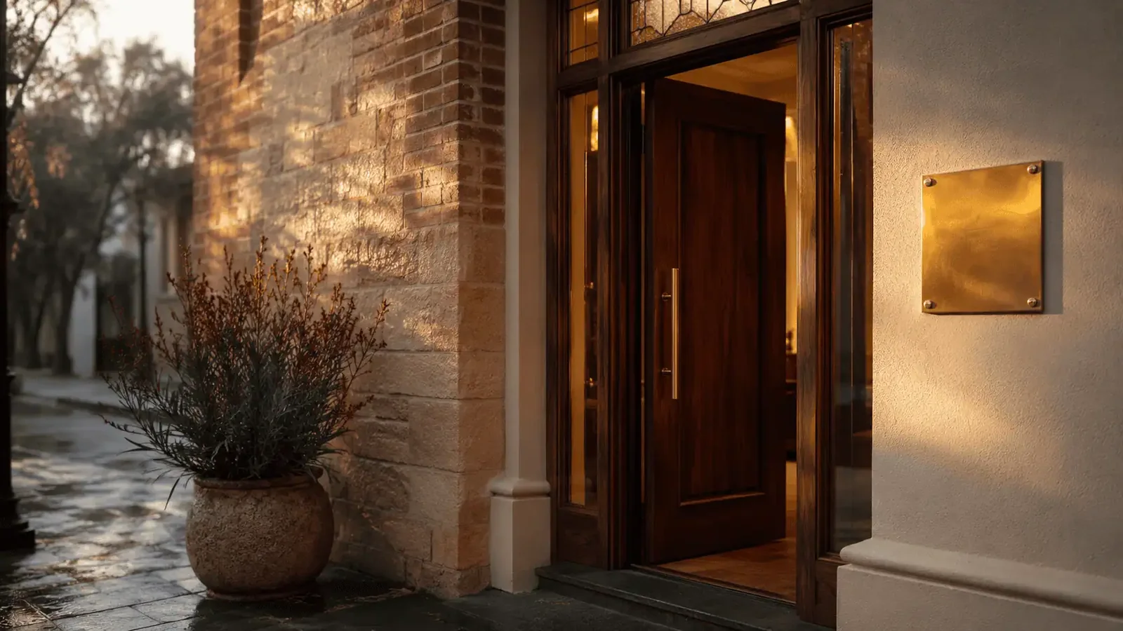 Entrance to a heritage Australian boutique private medical consulting suite at golden hour — the destination of the private-practice setup process for new FANZCAs